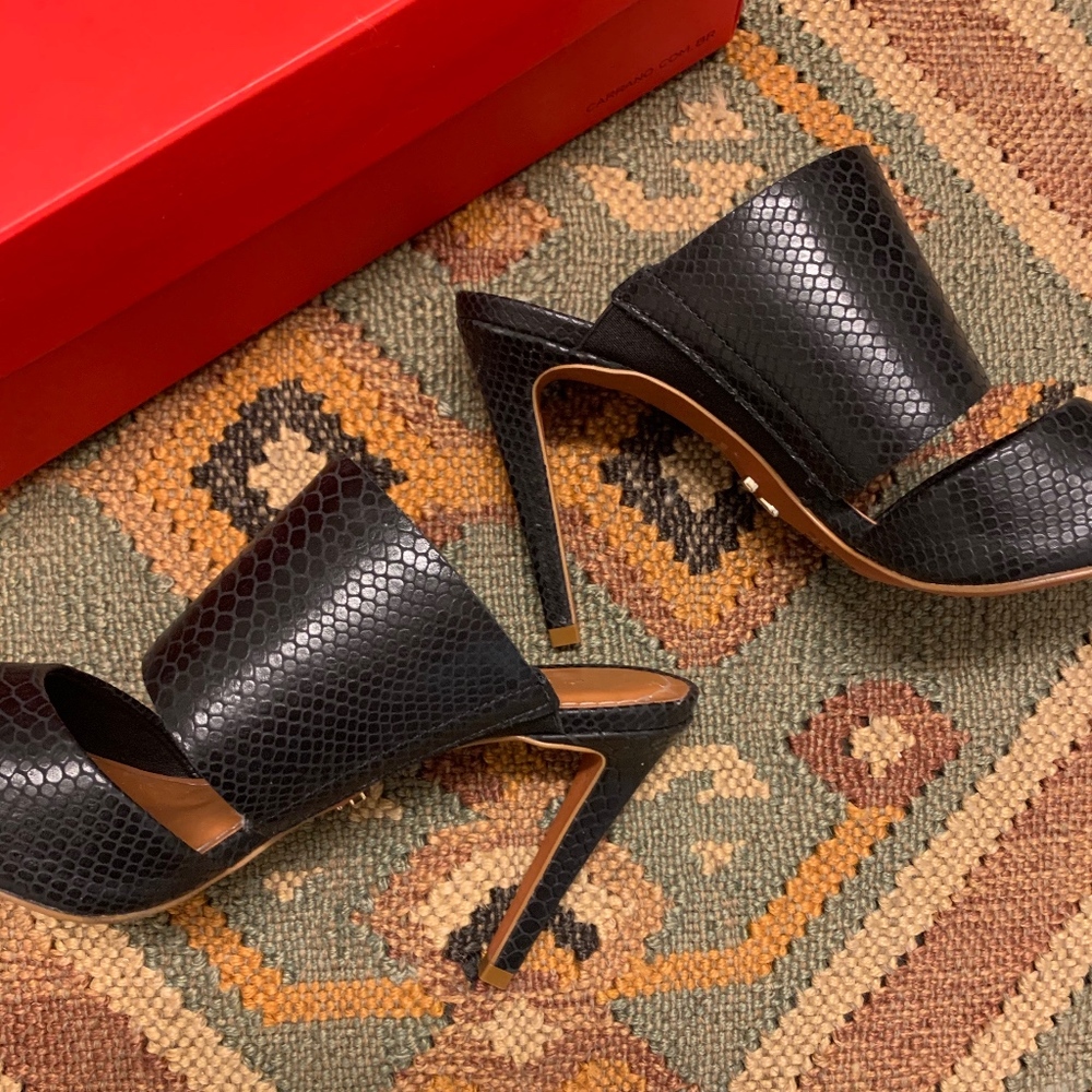 NWOT Carrano Pietra Black Snake Mule Pump Heel - Picture 4 of 5